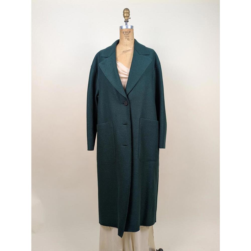 oversized green pressed wool coat